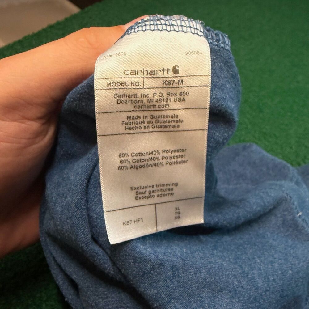 Size XL Mens - Carhartt K87 Heather Blue Loose Fit Pocket Work T Shirt - Picture 5 of 6